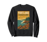 Camicia Portland Coastline Scenic Ocean Maine Nature Art Felpa