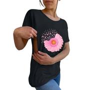 Camicia premaman da donna comoda per l'allattamento al seno infermieristica maglietta con cerniera Mama's Boobery Always On Tap Tops, Nero #5, XL