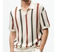 Camicia Pullover Tempo Libero Patchwork Righe Traspirante Maglia a Contrasto