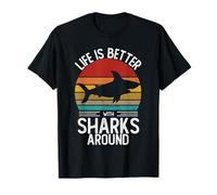 Camicia retrò con squalo Life is Better with Sharks Around Maglietta