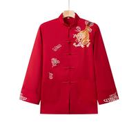Camicia Ricamata Con Drago Da Uomo Hanfu Cinese Completo Tang Manica Lunga Retro