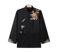 Camicia Ricamata Con Drago Da Uomo Hanfu Cinese Completo Tang Manica Lunga Retro