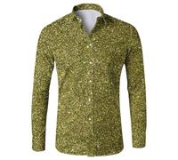 Camicia Safari a Maniche Lunghe per Uomini - Asimmetrico con Bottoni Leggera, Magliette Casual Camicia di Colore Blocco Camicia Safari a Maniche Lunghe per Uomini,Casual Taglio Ampio