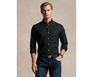 Camicia sagomata in popeline elasticizzato Nero M Tinta unita