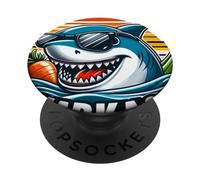 camicia sarcastica vegan squalo mangio solo vergetables, sharkasm PopSockets PopGrip Adesivo
