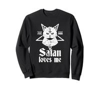 Camicia Satanic Cat Satan Loves Me Pentagram 666 per ateo Felpa
