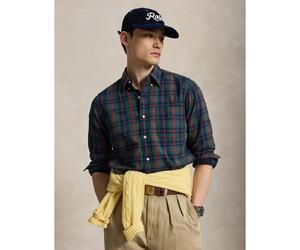 Camicia scozzese Oxford, Custom Fit Verde XL Tinta unita