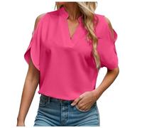 Camicia Senza Spalle Maniche Lunghe Scollo a V Tinta Unita Estiva Nuova Tagli Donne