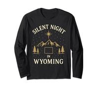 Camicia Silent Night Wyoming Christmas Starry Mountains Maglia a Manica