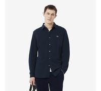 Camicia slim fit in piqué di cotone Blu 42 Tinta unita