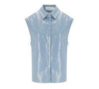 CAMICIA SMANICATA CON PAILLETTES DENIM ACQUA FEDERICA TOSI 40 IT