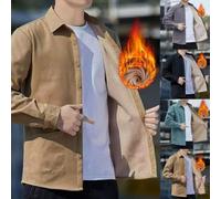 Camicia Sociale per velluto Spesso Colore Solido Elegante Camicia(Khaki XL) | Tessuto per velluto spesso, taglio per slim fit, manica lunga, colore solido, ideale inverno
