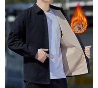 Camicia Sociale per velluto Spesso Colore Solido Invernale Camicia(Black L) | Tessuto spesso, al tocco, design per slim fit, ideale per inverno per freddo, colore solido elegante