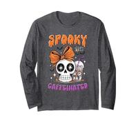 Camicia Spooky e Caffeinated Cute Skull Bow con caffè Freddo Maglia a Manica