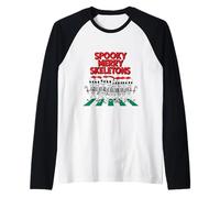 Camicia Spooky Merry Skeletons Funny Christmas Bones Parade Maglia con Maniche Raglan