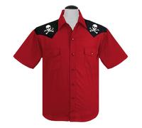 Camicia Steady Clothing Skull & Bones Rockabilly Western Crossbones RS31677-RDB