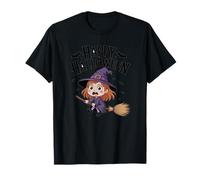 Camicia Strega Volante Carino Halloween Scopa Cartoon Maglietta