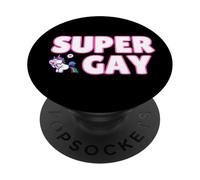 Camicia super gay con unicorno arcobaleno, divertente camicia Pride per LGBTQ PopSockets PopGrip Adesivo