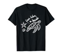 Camicia tartaruga marina con grafica costiera con stelle marine e conchiglie Maglietta