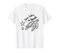 Camicia tartaruga marina con grafica costiera con stelle marine e conchiglie Maglietta