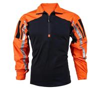 Camicia Tattica da Addestramento per Istruttori di Combattimento, Responsabili Della Sicurezza al Poligono e Squadre di Soccorso - con Bande Riflettenti ad Alta Visibilità(Orange,XXL)