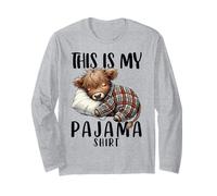 Camicia This Is My Pyjama, Highland Cow, Nightshirt & Sleep Maglia a Manica