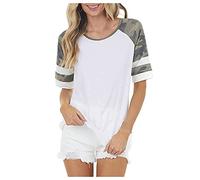 Camicia Top per le donne scollo rotondo Street casuale camicetta di moda T Shirt abito corto, bianco, XXL