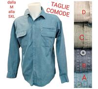 Camicia Uomo 100%Cotone ESTIVA 3 taschini TAGLIE COMODE MANICA LUNGA da M a 5XL