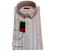 Camicia uomo Antonio Fusco, rosa a righe, button down regular fit, sconto 70%.