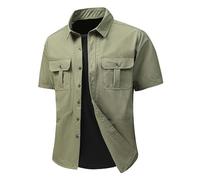 Camicia Uomo Bianca Elasticizzata,Shirts Camicia Casual Elegante da con Bottoni per l'uso Quotidiano,Comoda Lavoro,Perfetta la Primavera e L'Estate,alla Moda Funzionale Ogni Occasione