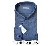 CAMICIA UOMO CALIBRATA OXFORD BLU TAGLIE 48 49 50 ANTICO BORGO BUTTON D. MANICA