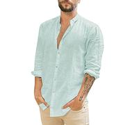 Camicia Uomo,Camicia Blu Uomo,Cuello Casual Turn-Down Camisa Botón Sólido Camisa de Manga Larga para Hombre Camisas para Hombre Flanella (Green, XXXL)