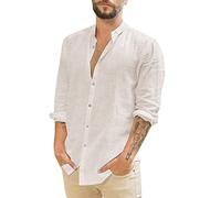 Camicia Uomo,Camicia Elegante Uomo,Cuello Casual Turn-Down Camisa Botón Sólido Camisa de Manga Larga para Hombre Camisas para Hombre Flanella (Beige, L)