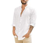 Camicia Uomo,Camicia Estiva Uomo,Cuello Casual Turn-Down Camisa Botón Sólido Camisa de Manga Larga para Hombre Camisas para Hombre Flanella (White, M)