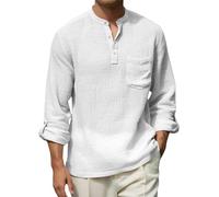 Camicia Uomo,Camicia Manica Corta Uomo,Casual Cotton Blend Shirt for Men Spring/Autumn Solid White Long Sleeve for Vacation And Daily Wear Canadese (White, XXXXXL)