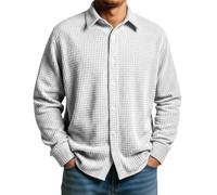 Camicia Uomo,Camicia Nera Uomo,con Bottoni da, vestibilità Ampia, Leggera, Semplice, con, a Maniche Lunghe, con Texture Camice Estetica (White, XXXXXL)