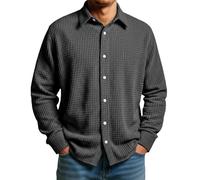 Camicia Uomo,Camicia Uomo Maniche Corte,con Bottoni da, vestibilità Ampia, Leggera, Semplice, con, a Maniche Lunghe, con Texture Camice Estetica (Black, XXXXXL)