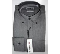 CAMICIA UOMO COLLO BUTTON DOWN 44 FANTASIA GRIGIA retin PURO COTONE STIRO FACILE