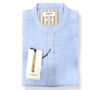 Camicia UOMO collo coreano MK13002 100% Lino "Markup" BLU S M L XL XXL 3XL