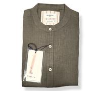 Camicia UOMO collo coreano MK13002 100% Lino "Markup" MILITARE S M L XL XXL 3XL