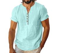 Camicia Uomo con Cappuccio Comode Camicie Autunno Manica Lunga Cotone Leggero Collo Magliette Fluo Party in Stile Bohemien Hippy T Shirt Rock Band
