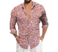 Camicia Uomo Costume Hippie Disco, Camicia da Uomo a Maniche Lunghe con Bottoni e Risvolto Stampato Lucido alla Moda da Indossare Durante Le Feste Design Luminoso Tessuto Confortevole Adatta per Le