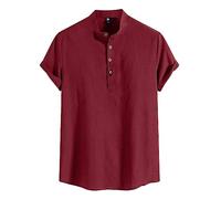 Camicia Uomo Cotone Manica Lunga vestibilità Normale a Quadri Cargo Maglie da Lavoro Risvolto in Stile Bohemien Hippy T Shirt Rock Band