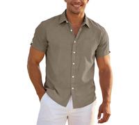 Camicia Uomo Elegante Camicia Uomo Cotone Maniche Corte Maniche Corte Nero Camicie Azzurra Mezze Lino Manica Lunga