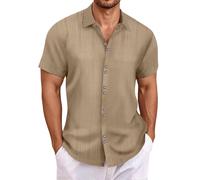 Camicia Uomo Estiva Camicia Lino Uomo Regular Cotone Nera Coreana Camice Di Estive Viscosa Maglia Maniche Corte Casual Azzurra Maglietta Gialla Bianca Estivo Taglie forti 3Xl Abbigliamento Rosa