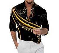 Camicia Uomo Estiva Camicia Manica Lunga Botton Down Fantasia Hawaiana Camicie Nera No Stiro Classica Taglie Forti Bluse Regular Fit Casual Leggera Camicie Mare Ufficio per Le Vacanze