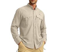 Camicia Uomo Estiva,Camicie da Lavoro da Viaggio a Maniche Lunghe Sun Shirts con Bottoni UPF50+ e Tasche con Cerniera