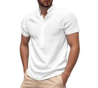 Camicia Uomo Estiva Semplice da Spiaggia Traspirante Manica Lunga Navy con Collo Rovesciato Maglietta New Sottile T-Shirt sotto Giacca