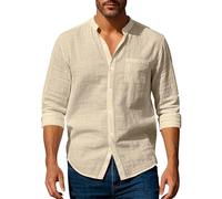 Camicia Uomo Estiva Slim Fit Camicia Estiva Uomo Maniche Corte Casual Colore Puro Elegante Taglie Forti Fantasia Estivi Moda Lino Dimostrare Fiducia I Miei Ordini 2#Cachi S