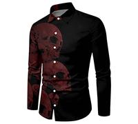 Camicia Uomo Fantasia, Camice Uomo Grandi Dimensioni a Maniche Lunghe con Schizzi di Sangue Camicie Stampate Camicia Camicia Casual Uomo per L'uso Quotidiano E Le Occasioni Festive
